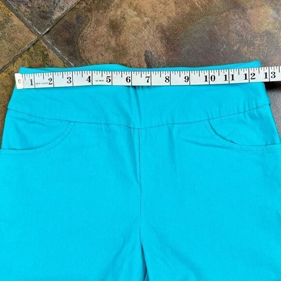 Tribal Turquoise Long Pull-On Elastic Waist Rhinestone Embellished Shorts 2 - Picture 4 of 10
